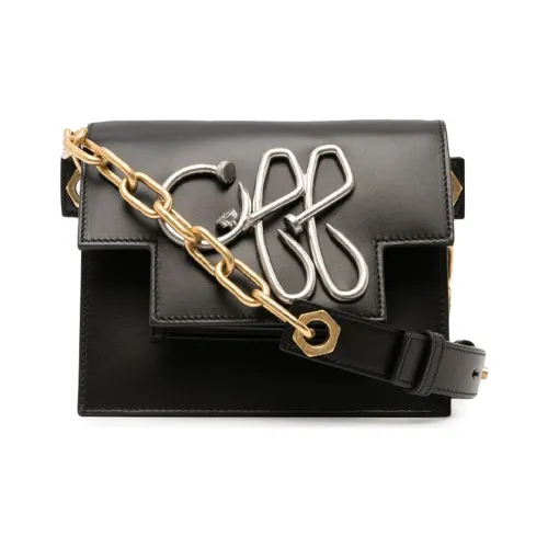 Off Белый Кожа Сумка через плечо Средняя Унисекс Черный