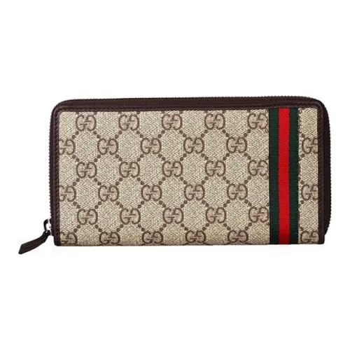 GUCCI Canvas с кожаными вставками кошелек стандартный мужской цвет эбеновое дерево коричневый