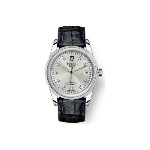 TUDOR Jun Jue Series Автоматический Механический Механизм Женские Часы 36 мм Серебристый Циферблат Корпус из Нержавеющей Стали Кожаный Ремешок