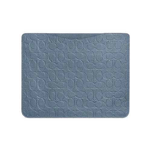 COACH Планшет ICONIC Полированная Галечная Кожа Клатч Чехол для ноутбука Ноутбук Сумка Большой Унисекс Синий Кварц