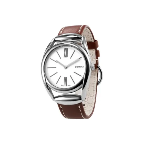 GUCCI Horsebit Collection Женские часы Кварцевый механизм Естественная кожа Ремешок Белый циферблат