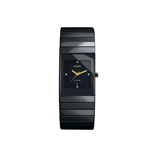 RADO Кварцевый механизм Женские часы 27,2 мм Черный циферблат Керамические корпуса Керамический ремешок