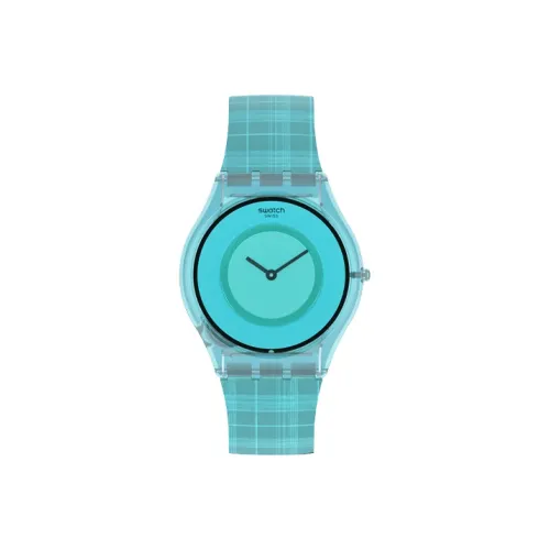 Swatch Quartz Механизм Унисекс Часы 34 мм Синий Циферблат Пластиковый Корпус Часов