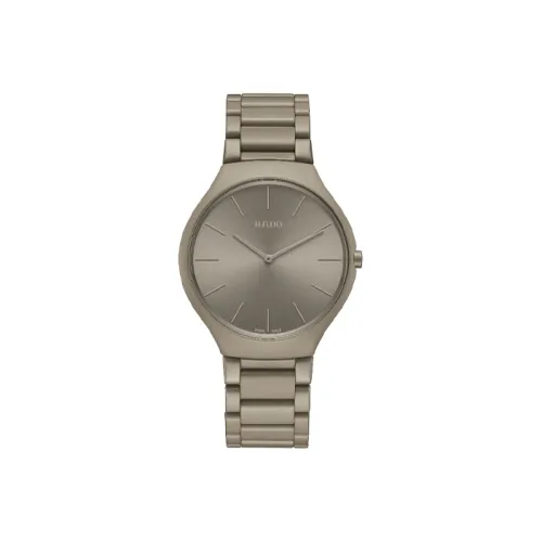 RADO True Thinline Collection Кварцевый механизм Унисекс Часы 39 мм Кофейный циферблат Часы Керамические корпуса Часы Керамический ремешок