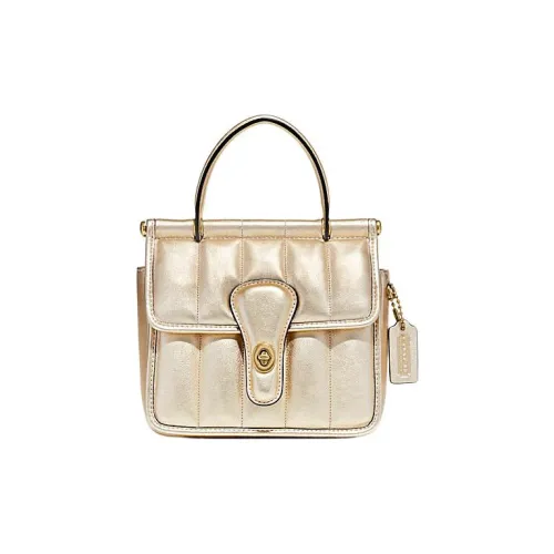 COACH Willis Телячья кожа Сумка через плечо Сумка Маленькая Женская Шампанское золото