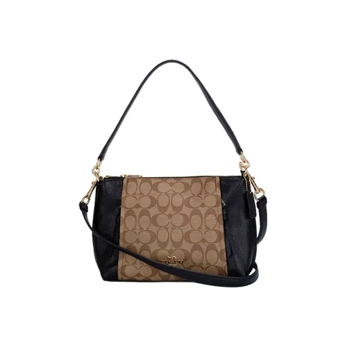 COACH Marlon Холст и Кожа Сумка через плечо Сумка на плечо Сумка для женщин Черный Коричневый Монограмма