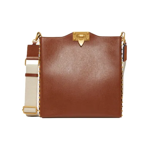 Valentino Rockstud Alcove Телячья кожа Портативная Сумка через плечо Сумка на плечо Унисекс Коричневый