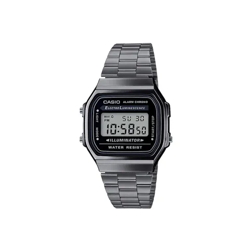 CASIO Vintage Collection A168 Кварцевый механизм Нержавеющая сталь Ремешок Часы Мужские Черный циферблат A168WGG 1A
