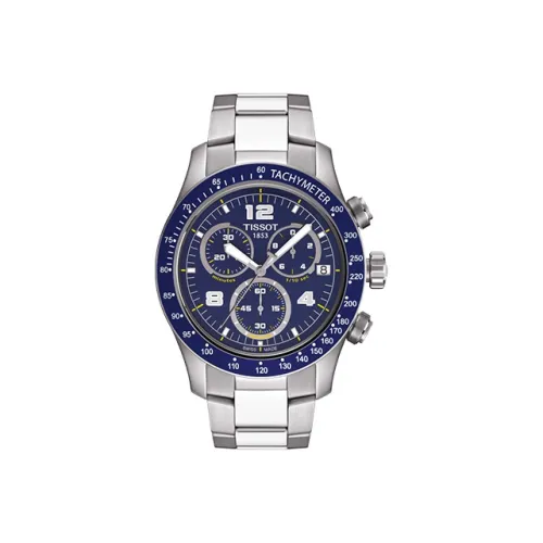 TISSOT V8 Кварцевый механизм Мужские часы Циферблат 42,5 мм Синий Нержавеющая сталь Корпус Нержавеющая сталь Ремешок