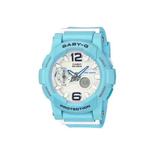 CASIO Baby G Кварцевый механизм Смольный ремешок Часы Женские Белый циферблат BGA 180BE 2B