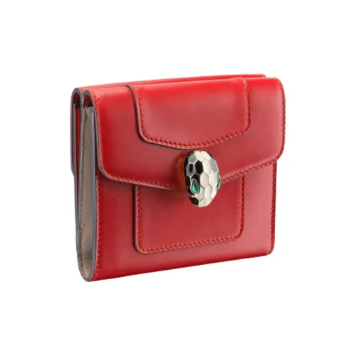 BVLGARI Serpenti Forever Series Телячья кожа Кошелек для монет Кошелек Маленький Женский Красный