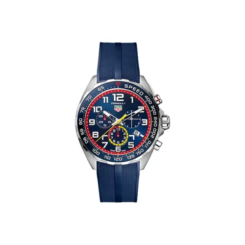 TAG HEUER F1 Collection Кварцевый механизм Мужские часы 43 мм Синий циферблат Корпус из нержавеющей стали Резиновый ремешок
