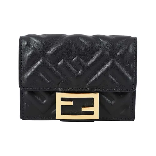 FENDI Микрокошелек В Три Сложения BaguetteКошелек Из Кожи Наппа Черного Цвета