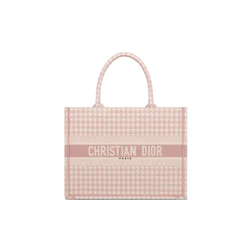 DIOR BookTote Одно плечо Стиль позиционирования большая вместимость Сумка Тоут Маленькая Женская Розовая Белая