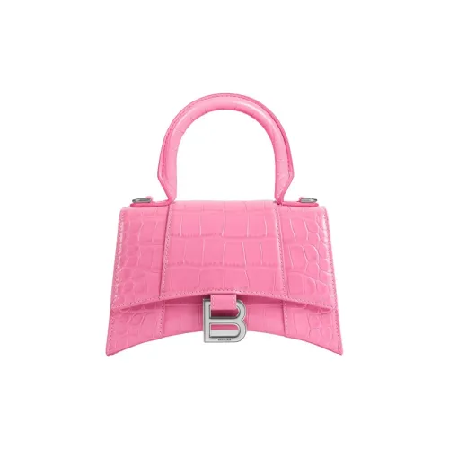 Balenciaga HOURGLASS Крокодил Тисненый Телячья кожа Сумка Hourglass Через плечо Одно плечо Сумка Мини Женские Розовый