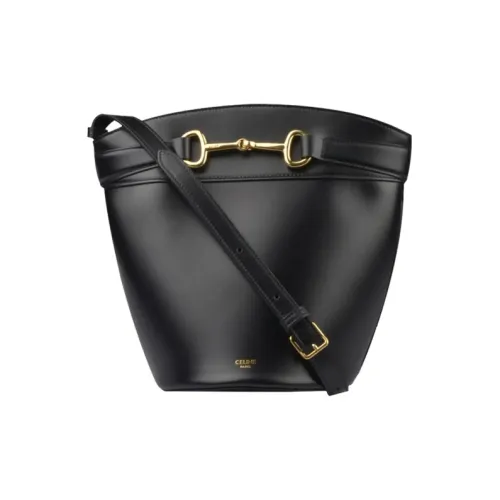 CELINE Сатин Телячья кожа Сумка через плечо Женская Черная