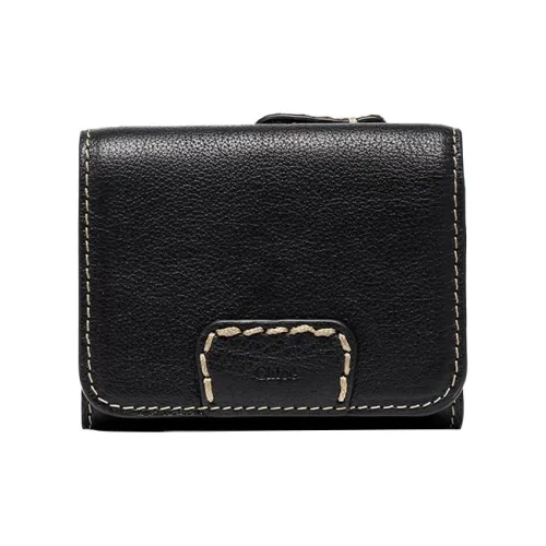 Chloe Буйвол Кожа Тройной Складной Кошелек Женский Черный