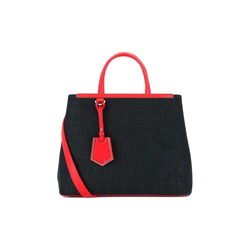 FENDI Деним с кожаными вставками сумка-тоут сумка для покупок сумка через плечо сумка среднего размера женская черная