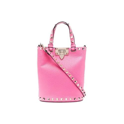 Valentino Rockstud Телячья кожа Ведрообразная Сумка через плечо Сумка мини Женская Розовая