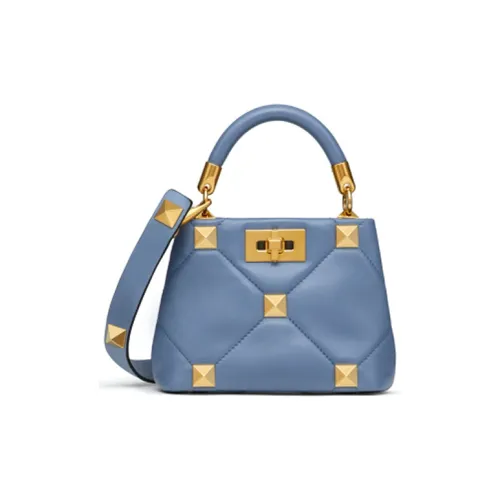 Valentino Roman Stud Овчина Одно плечо Ручная сумка Сумка через плечо Мини Женская Синяя