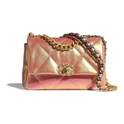 CHANEL 19Bag Радужная Телячья Кожа Цепочка Сумка через плечо Маленькая Женская Розовая