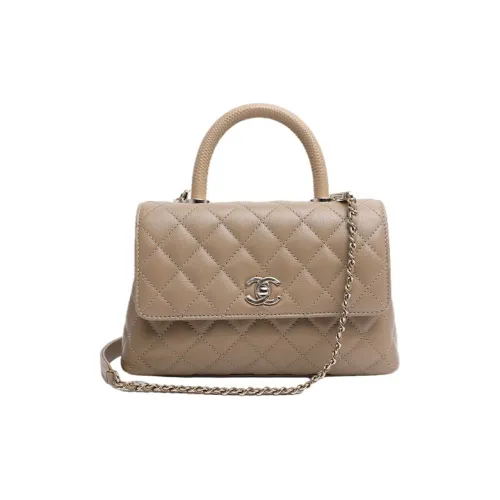 CHANEL Рельефная Телячья Кожа Плечевая Сумка Сумка через плечо Сумка для рук Женская Бежевая