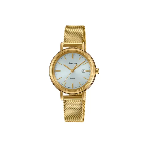 CASIO SHEEN Collection Кварцевый механизм ремешок из нержавеющей стали женские часы серебристый циферблат