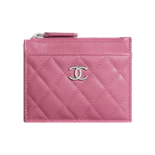 CHANEL Коровья кожа Держатель для карт Унисекс Розовый