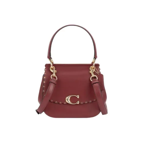 COACH Celia Коровья кожа Сумка через плечо Маленькая Женская Вишнево-красная