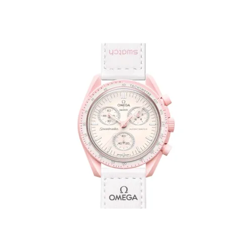 Swatch Quartz Механизм Унисекс Часы 42 мм Розовый Циферблат Часы Биокерамика Корпус Часы Ткань Ремешок