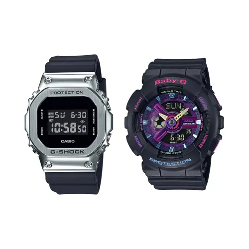 CASIO Парные часы Коллекция GM BA Коллекция Кварцевый механизм Часы Унисекс Черный циферблат GM 5600 1+BA 110TM 1AER