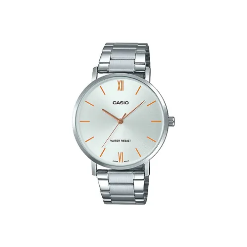 CASIO Standard Series Кварцевый механизм Нержавеющая сталь Ремешок Часы Мужские Белый циферблат MTP VT01D 7B