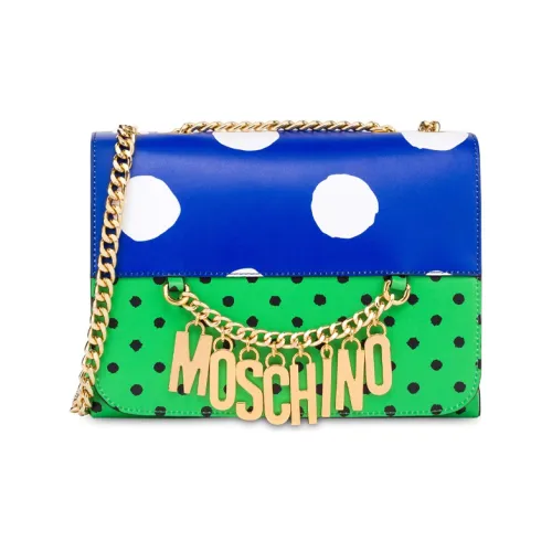 MOSCHINO Сумка через плечо из коровьей кожи женская синяя и зеленая