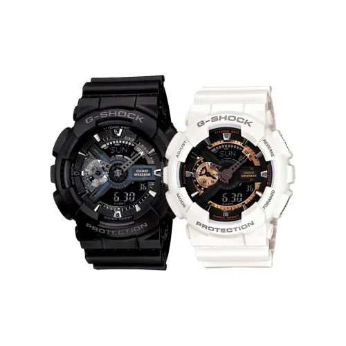 CASIO Кварцевый механизм Смольный ремешок Часы унисекс Черный циферблат GA 110 1BDR + GA 110RG 7A