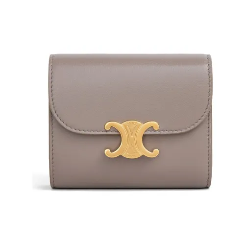 CELINE Triumph Gate Triomphe Телячья кожа Держатель для карт кошелек Женские Серый