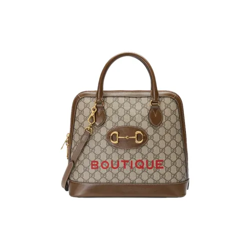 GUCCI Horsebit 1955 Холст и кожа Сумка Сумка-купол Сумка через плечо Сумка среднего размера Женская Бежевая