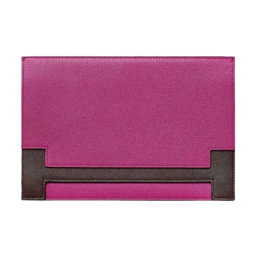 HERMES Evercolor Телячья кожа Клатч Женский Розовый Красный Коричневый