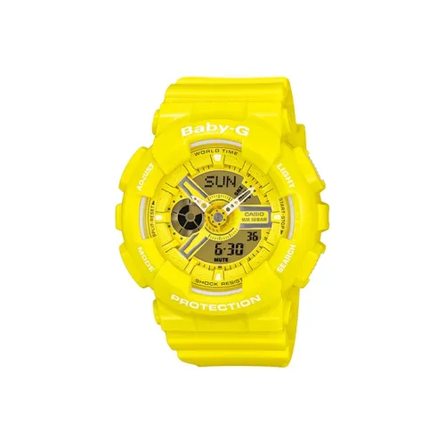 CASIO Малыш г Theme Коллекция Кварцевый механизм Смольный ремешок Часы Женские Желтый циферблат BA 110BC 9