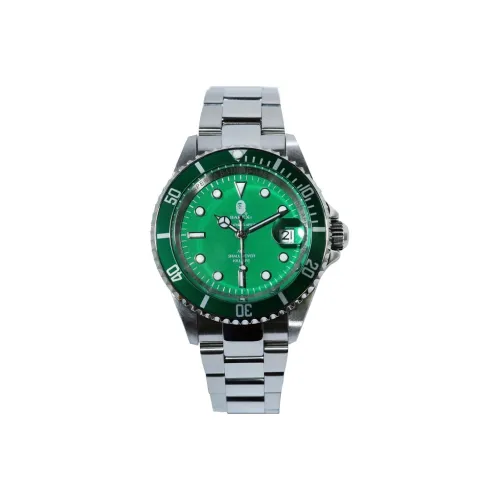 A BATHING APE Bape Watch Кварцевый механизм Нержавеющая сталь Ремешок Часы Унисекс Зеленый циферблат