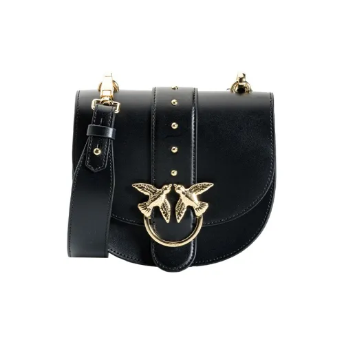 PINKO SIMPLY Кожа Swallow Сумка Седло Сумка Сумка через плечо Сумка на плечо Мини Женская Черный Золотой