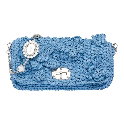 MIU MIU Рафия Сумка через плечо Сумка на плечо Женская Межзвездный Синий