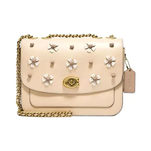 COACH Madison Кожа Маленькая Квадратная Сумка Сумка через плечо Средняя Женская Молочно-чайная