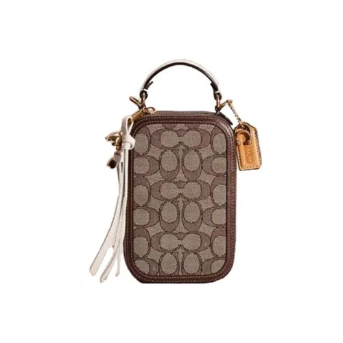 COACH Alie Телячья кожа Camera Сумка Чехол для телефона Сумка через плечо Мини Женская Коричневый