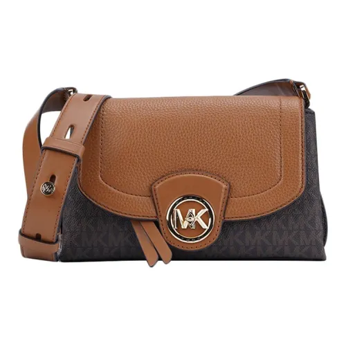 MICHAEL KORS Bowery Кожа Сумка через плечо Женская Коричневый Коричнево-черный Монограмма