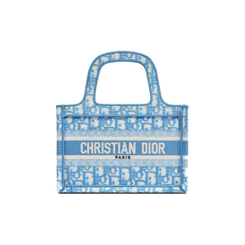 DIOR BookTote Вышивка Сумка-тоут Сумка для покупок Мини-сумка Женская Цвет вискозный синий