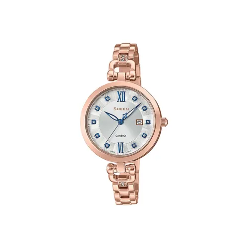 CASIO SHEEN Кварцевый механизм Часы Женские Серебристый циферблат SHE 4055PG 7A