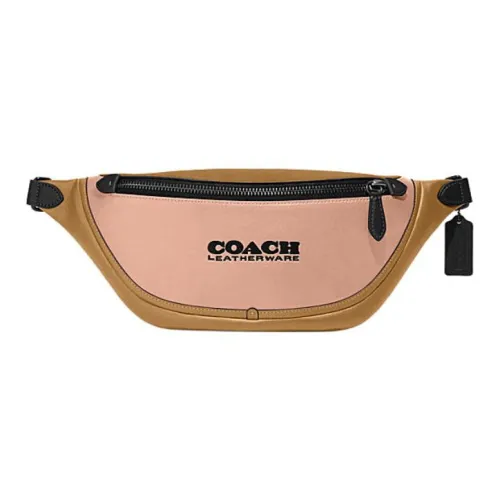 COACH League Коровья кожа Бананка Большой Мужской Апельсин Розовый