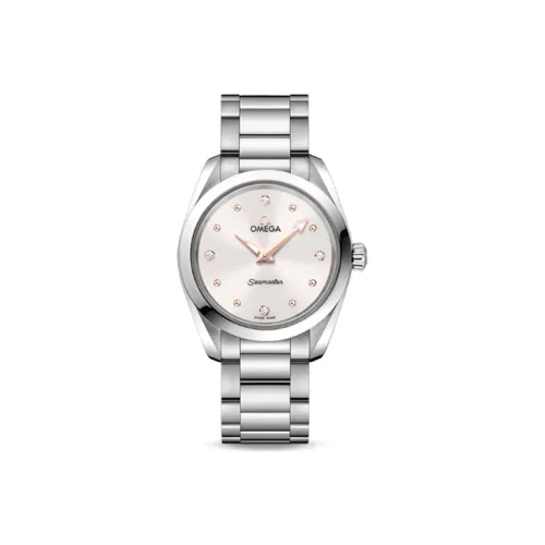 OMEGA Quartz Movement Женские AQUA TERRA 150 метров Часы 28 мм Серебряные