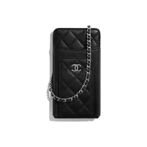 CHANEL Ткань с рельефной телячьей кожей серебряная металлическая цепочка сумка через плечо женская черная