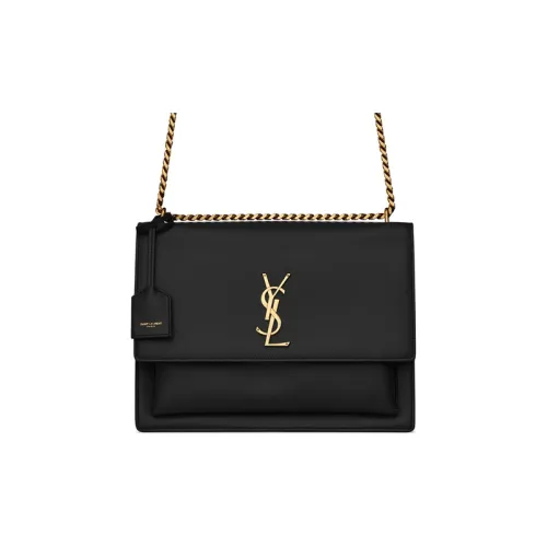 SAINT LAURENT Sunset Smooth Leather Sunset Bag Сумка через плечо Сумка Большая Женская Черная